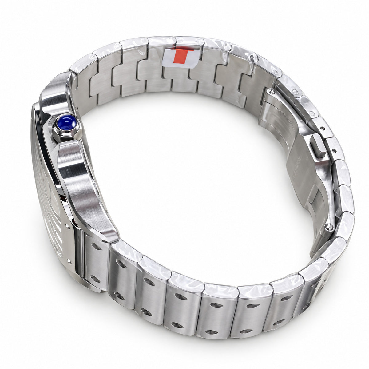 Cartier Santos Large Steel Skeleton Dial Blue Hands Automatic Bracelet Watch – KDY