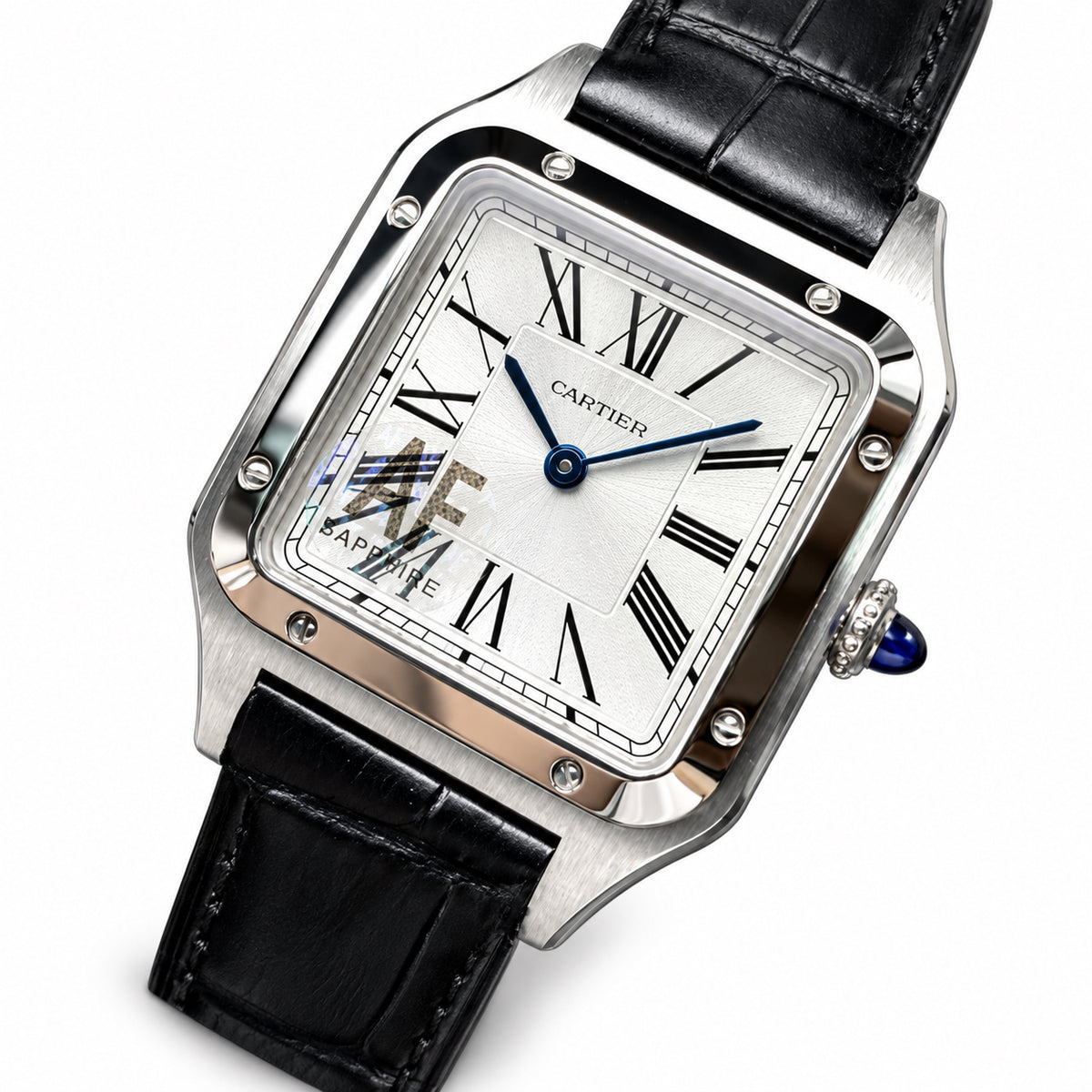 Cartier Santos-Dumont — Stainless Steel, Silver Dial & Black Alligator Strap, Large