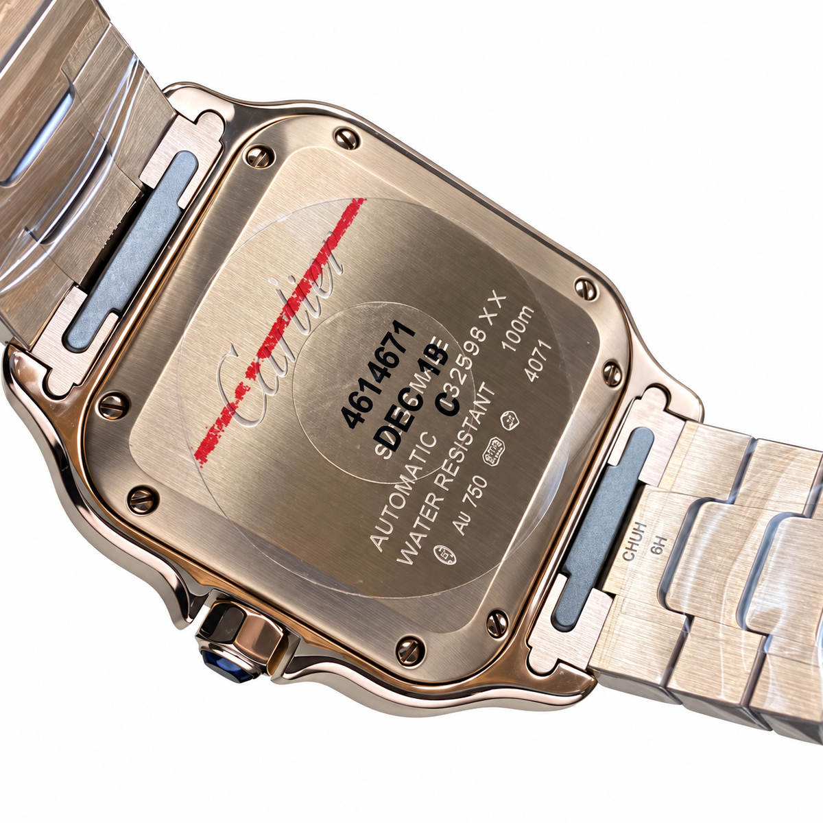 Cartier Santos Large — 18K Rose Gold, White Dial, Roman Numerals & Rose Gold Bracelet, Automatic