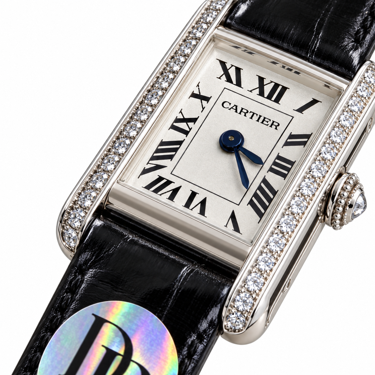 Cartier Tank Mini — 18K White Gold, Diamond Lugs & Black Alligator Strap