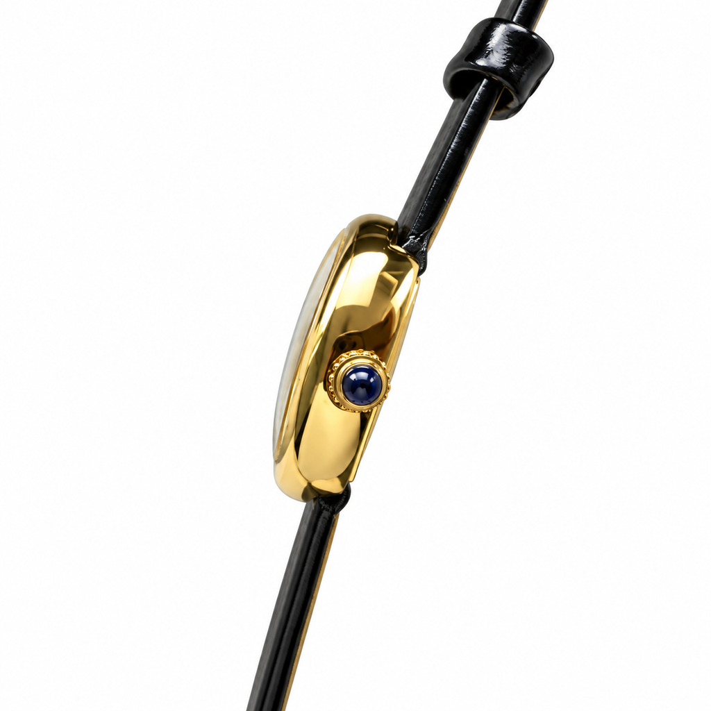 Cartier Baignoire Yellow Gold Ivory Dial Black Strap Watch – KDY