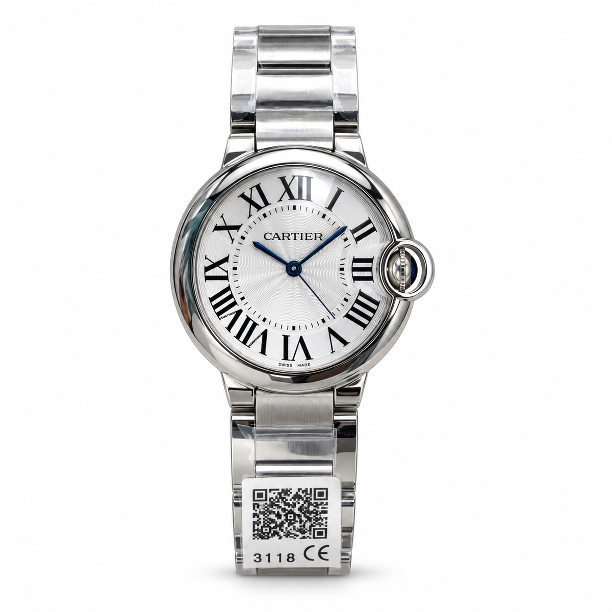 Cartier Ballon Bleu 33mm — Stainless Steel, Silver Dial & Steel Bracelet