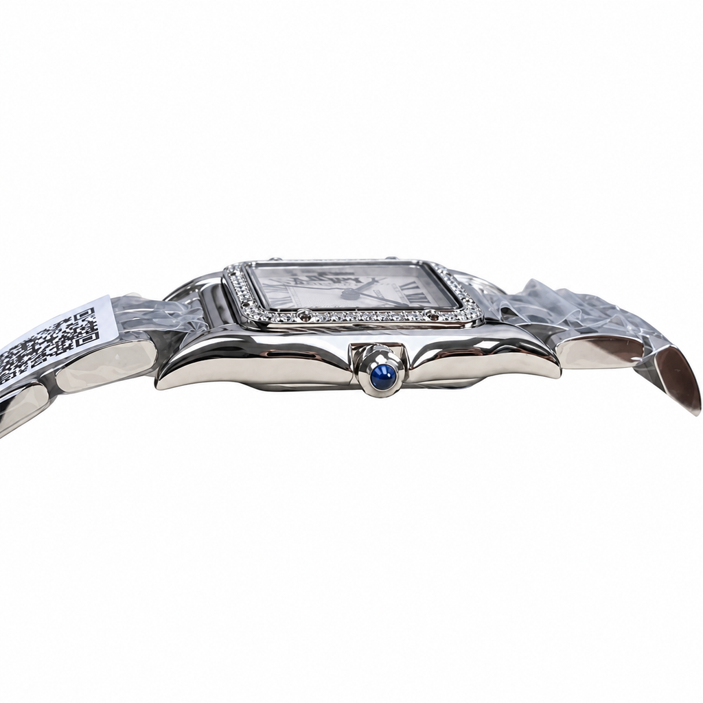 Cartier Panthère Steel Diamond Bezel Mother-of-Pearl Watch