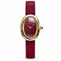 Cartier Baignoire — 18K Yellow Gold, Burgundy Lacquer Dial & Red Leather Strap