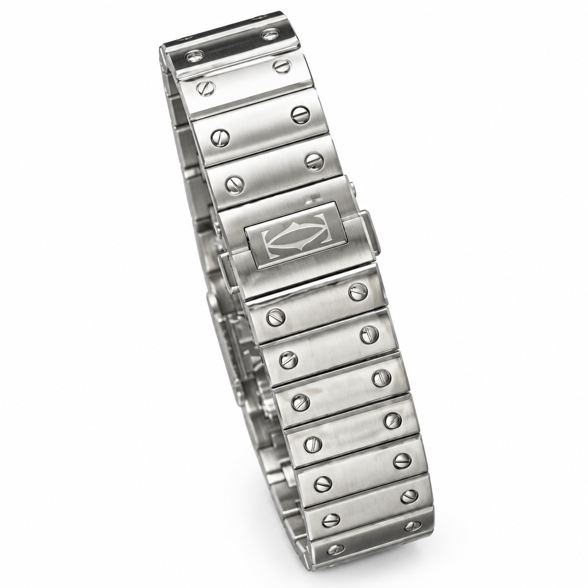 Cartier Santos Skeleton Blue ADLC Bezel Steel Bracelet Watch – KDY