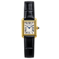 Cartier Tank Must Yellow Gold Black Alligator Leather Strap Watch