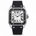 Cartier Santos 100 XL Steel Black Rubber Bezel White Dial Automatic Rubber Watch – KDY