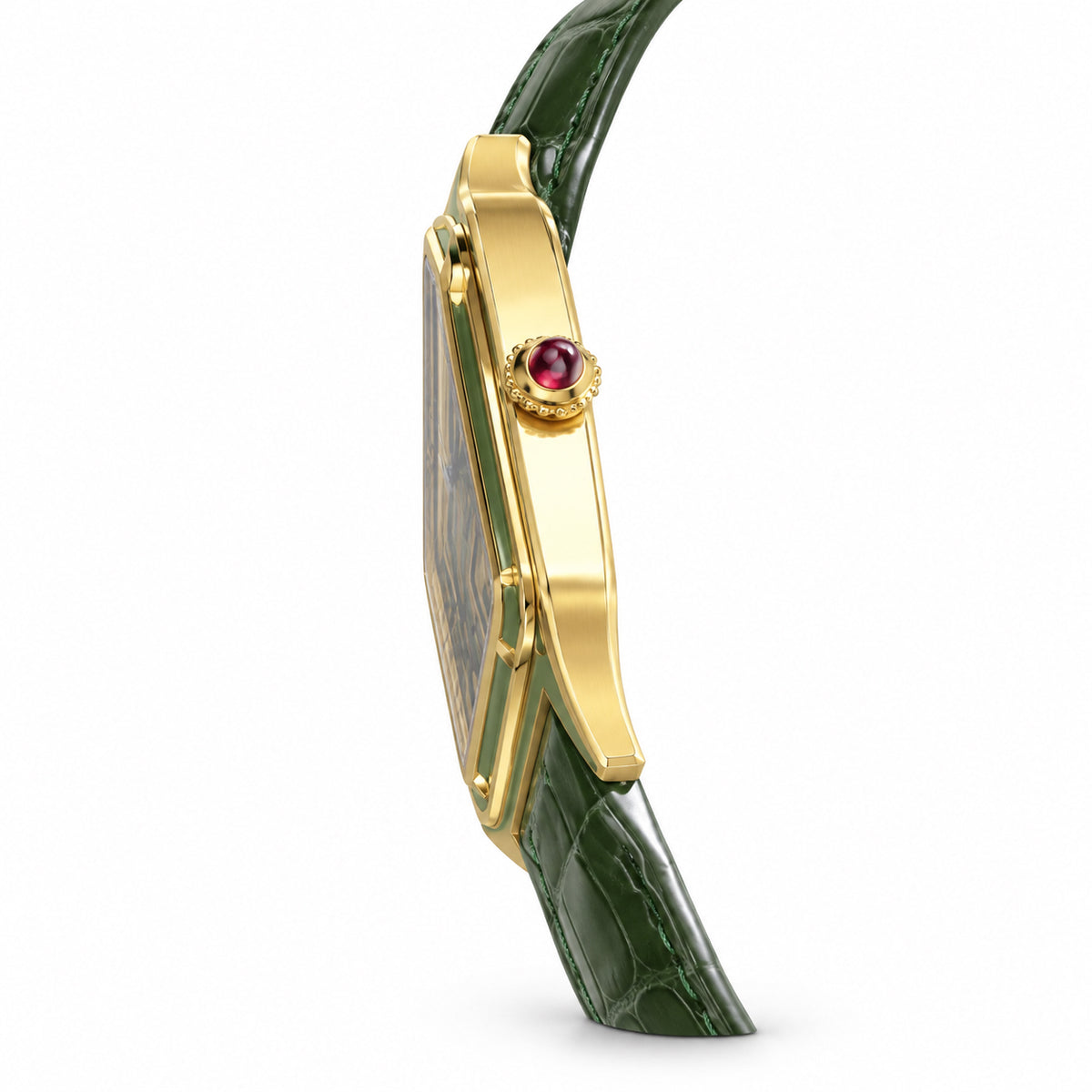 Cartier Santos-Dumont Yellow Gold Green Lacquer Dial Manual Green Strap Watch – KDY