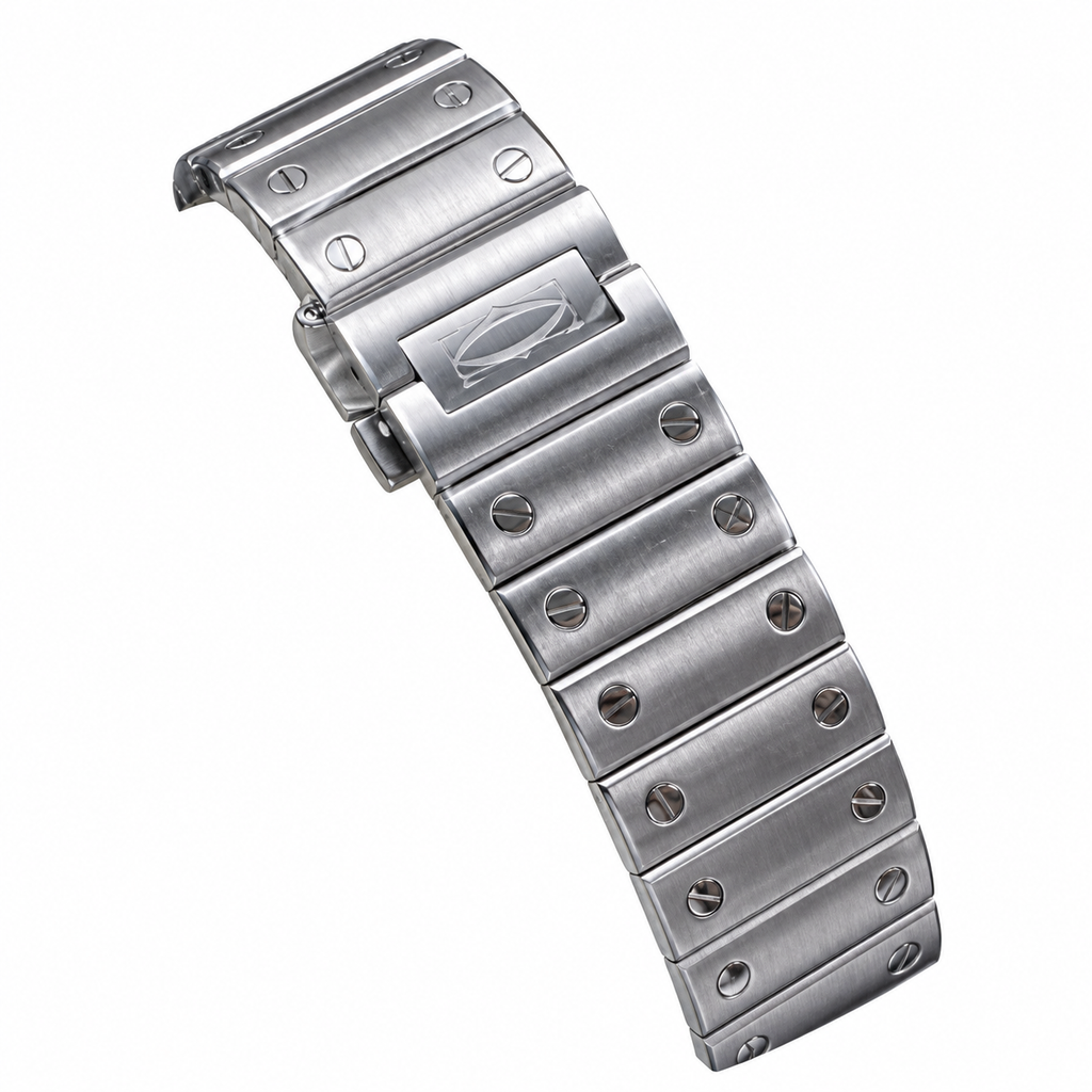 Cartier Santos Large Skeleton — Steel, Skeleton Dial, Blue Hands & Steel Bracelet, Manual Wind