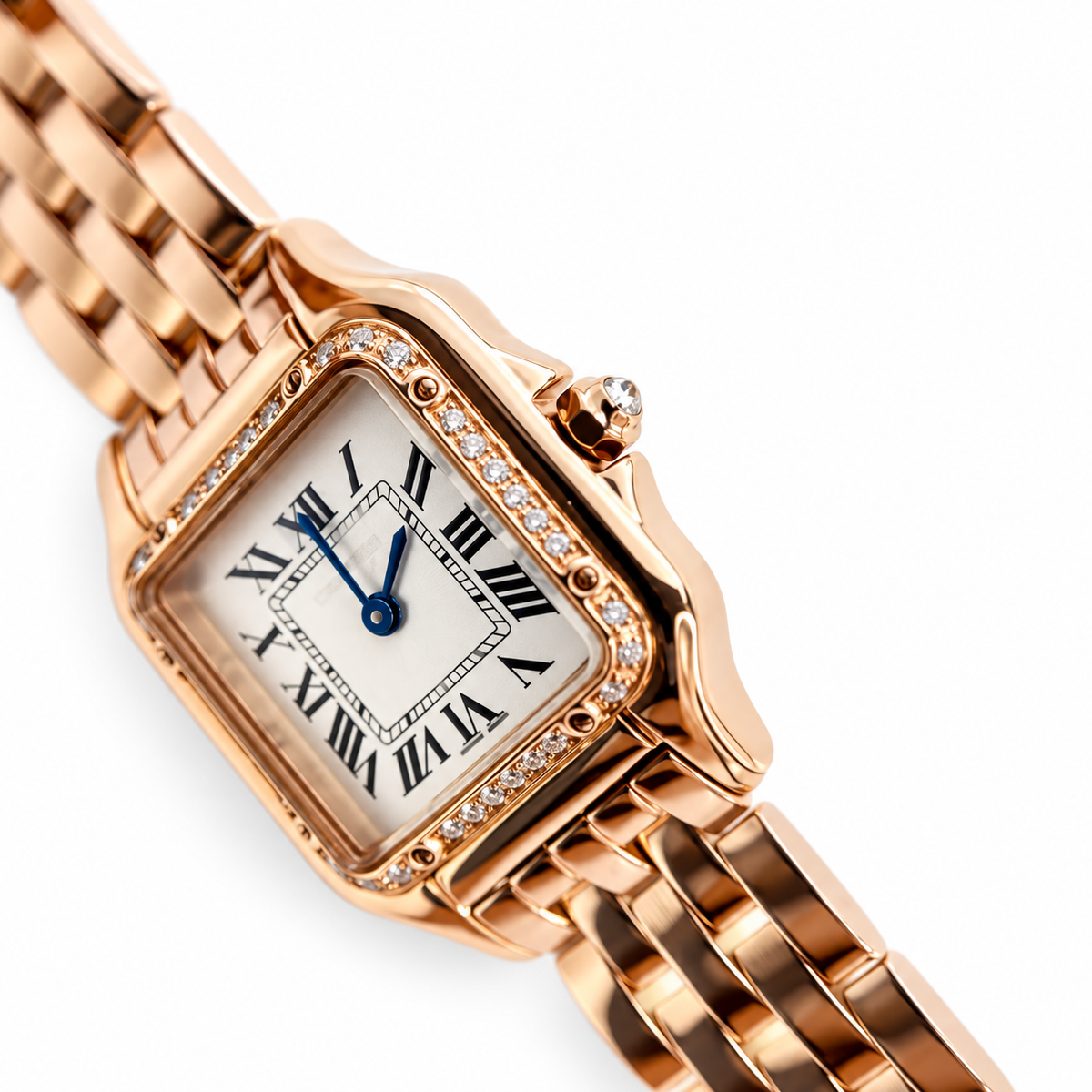 Cartier Panthère de Cartier Small — 18K Rose Gold, Diamond Bezel, Silver Dial & Rose Gold Bracelet, Women