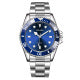 Men's Diver Style Watch – Blue Dial Rotating Bezel Steel Bracelet
