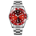 Men's Diver Style Watch – Blue Dial Rotating Bezel Steel Bracelet