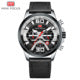 Mini Focus Chronograph — Steel, Tachymeter Bezel, Black Dial & Black Leather Strap, Men