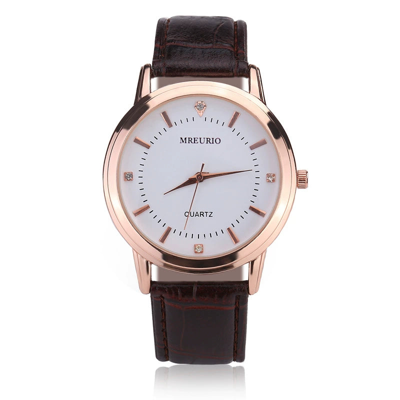 Women's Classic Round Watch – Silver Roman Numeral Brown Leather