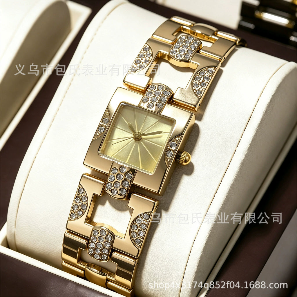 Women's Square Crystal Bracelet Watch – Silver Diamond Links