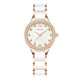 Anne Klein — Gold-Tone, Crystal Bezel, Pink MOP Dial & White Ceramic Bracelet, Women