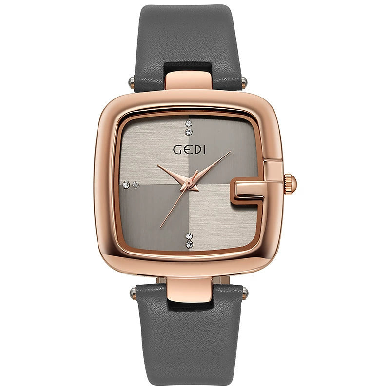 Gucci G-Frame — Rose Gold-Tone, Double G Dial & Grey Leather Strap, Women
