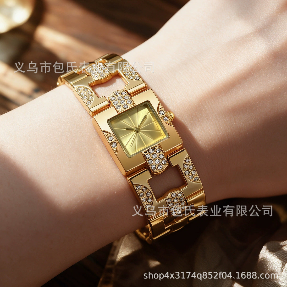 Women's Square Crystal Bracelet Watch – Silver Diamond Links