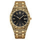 Men's Iced Out Watch – Rose Gold Crystal Diamond Black Dial