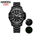 NIBOSI 1985 Automatic — Black PVD Steel, Black Dial, Tachymetre Bezel & Steel Bracelet, Men