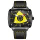 ONOLA — Black Square Case, Yellow Turbine Dial & Black Leather Strap, Men