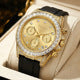 Veadons Chronograph — Gold-Tone, Full Crystal Bezel, Black Dial & Black Rubber Strap, Men