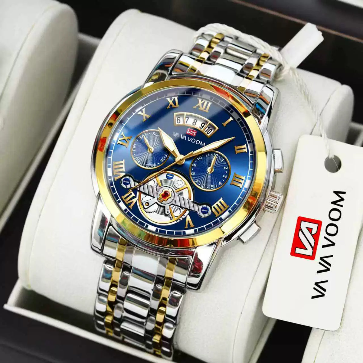 LE DUSHINU Men's Tourbillon Automatic – Blue Gold Steel Bracelet
