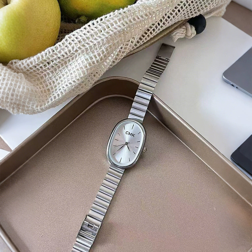Women's Minimalist Square Watch – Gold Thin Case White Dial