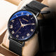 Bocevnor — Black Steel, Blue Galaxy Dial, Arabic Numerals & Black Steel Bracelet, Men