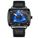 ONOLA — Black Square Case, Yellow Turbine Dial & Black Leather Strap, Men