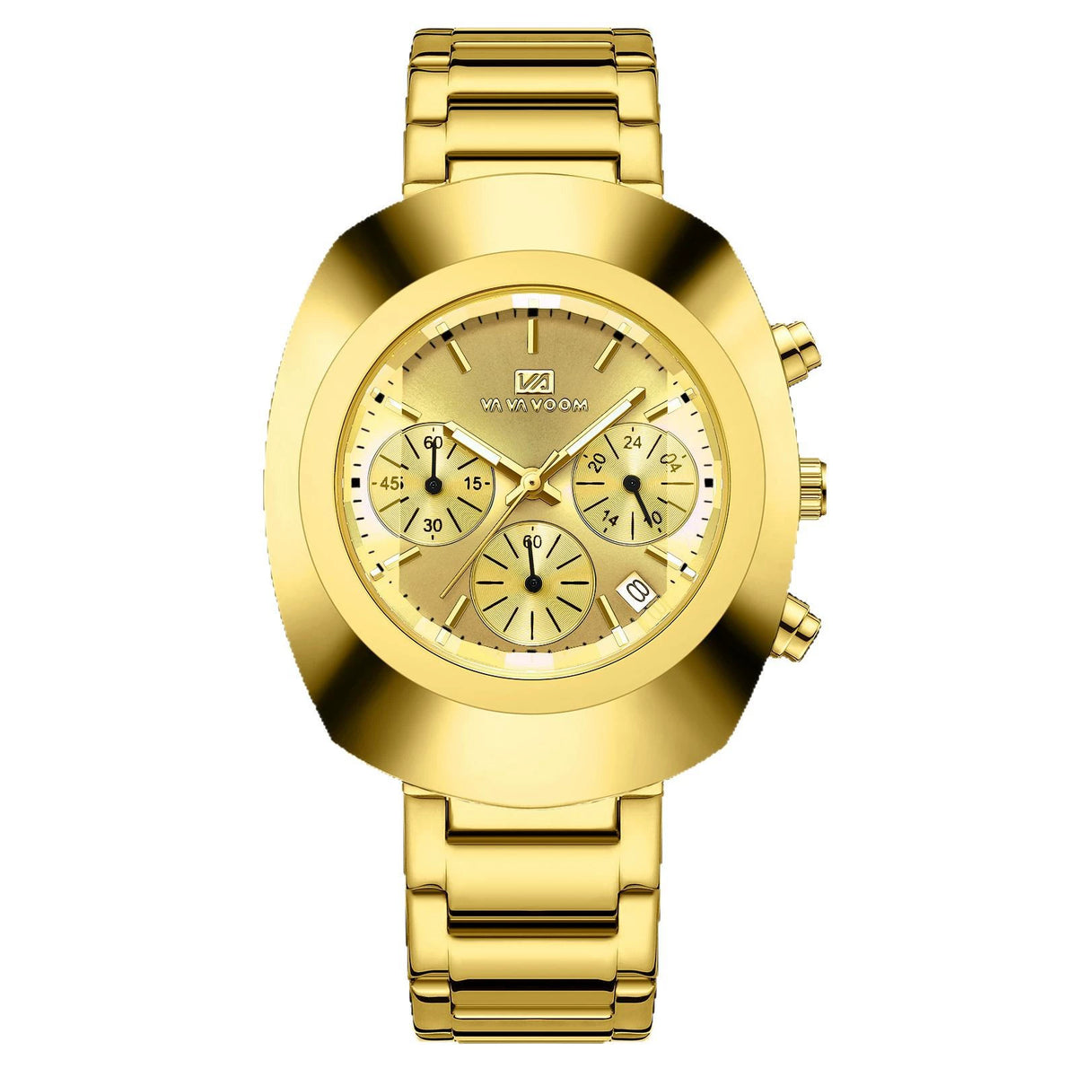 Men's Full Gold Chronograph Watch – Gold Dial Steel Bracelet
