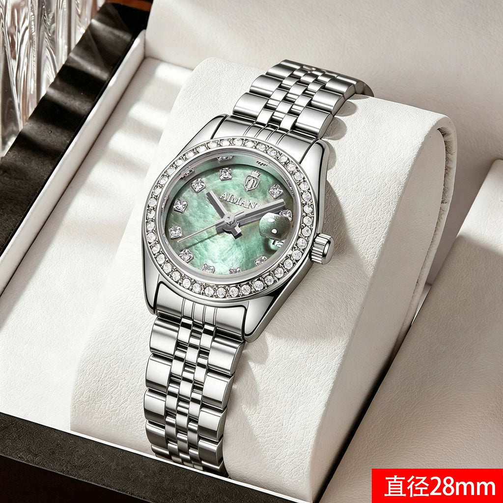 Aimana — Two-Tone Steel & Gold, Diamond Bezel, White MOP Dial & Jubilee Bracelet, Women