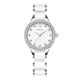 Anne Klein — Gold-Tone, Crystal Bezel, Pink MOP Dial & White Ceramic Bracelet, Women