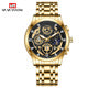 NAVIFORCE Men's Skeleton Chronograph – Gold Black Dial Steel