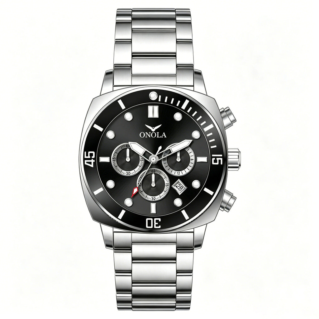 ONOLA Chronograph — Stainless Steel, Black Dial & Steel Bracelet, Men