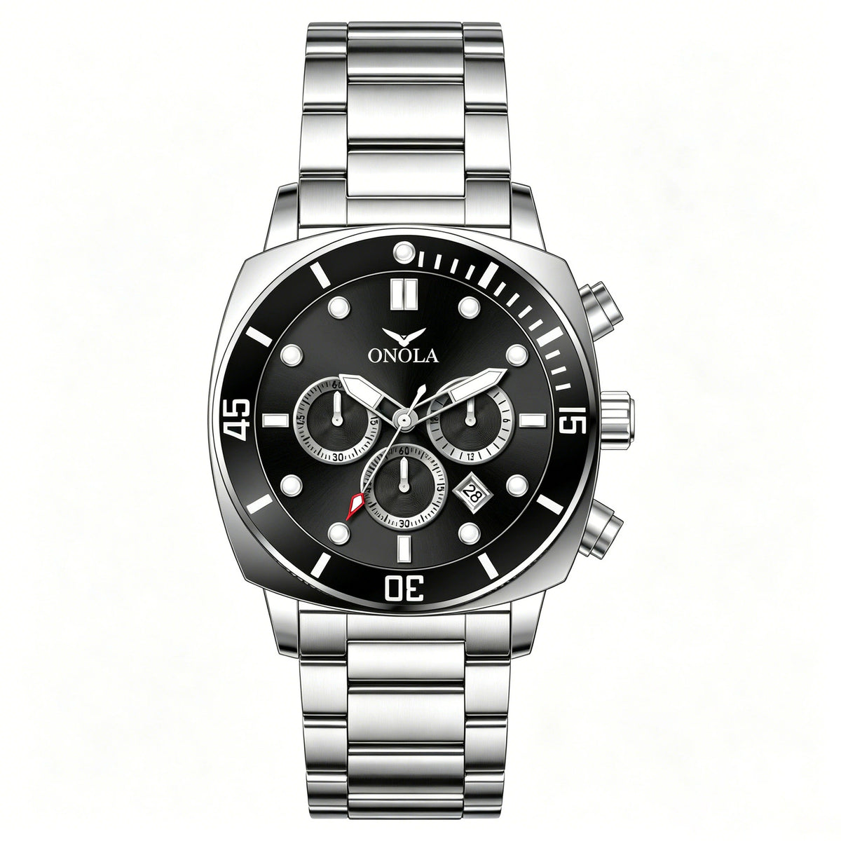 ONOLA Chronograph — Stainless Steel, Black Dial & Steel Bracelet, Men