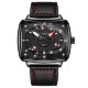ONOLA — Black Square Case, Yellow Turbine Dial & Black Leather Strap, Men