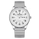 Louie Juelen — Stainless Steel, White Dial, Day-Date & Stretch Bracelet