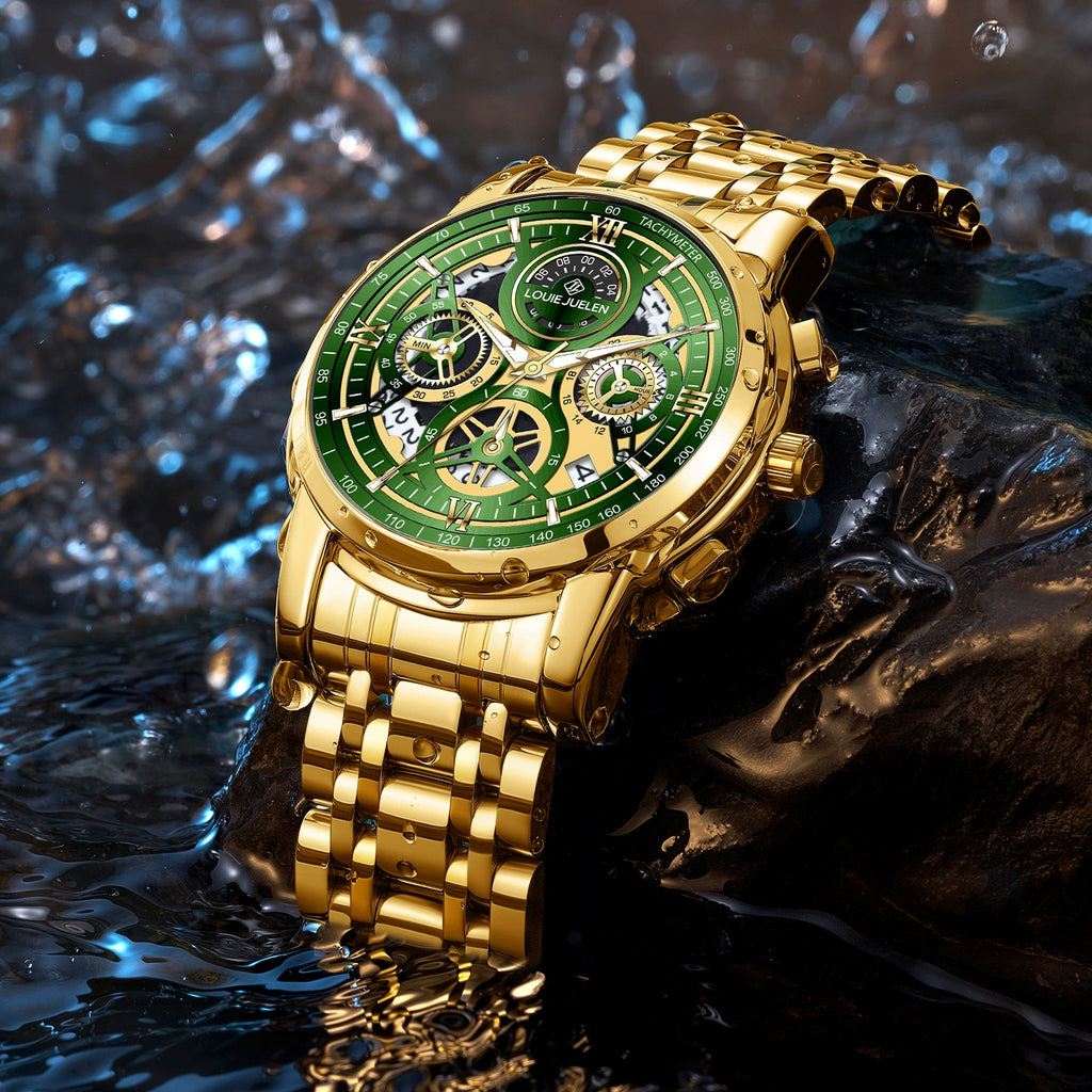 THORN Chronograph — Gold-Tone Steel, Green Dial & Gold Steel Bracelet, Men