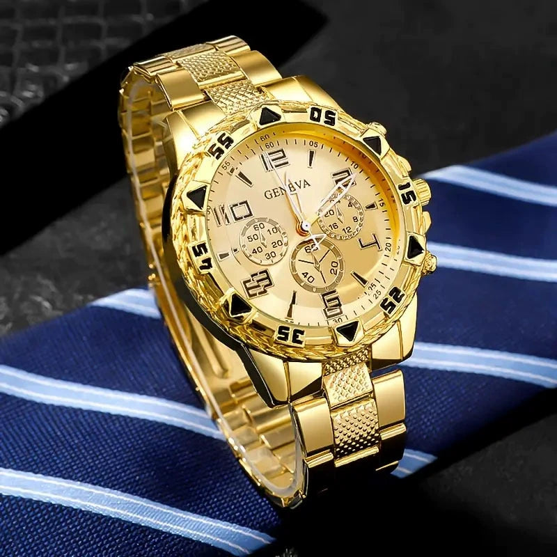 Men's Chronograph – Silver Steel Blue Dial Business Watch