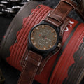 AURIONN Men's Military Chronograph – Grey Dial Wide Leather Strap