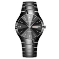 Bocevnor — Black Tungsten-Tone Steel, Sunray Dial, Crystal Markers, Day-Date & Steel Bracelet, Men