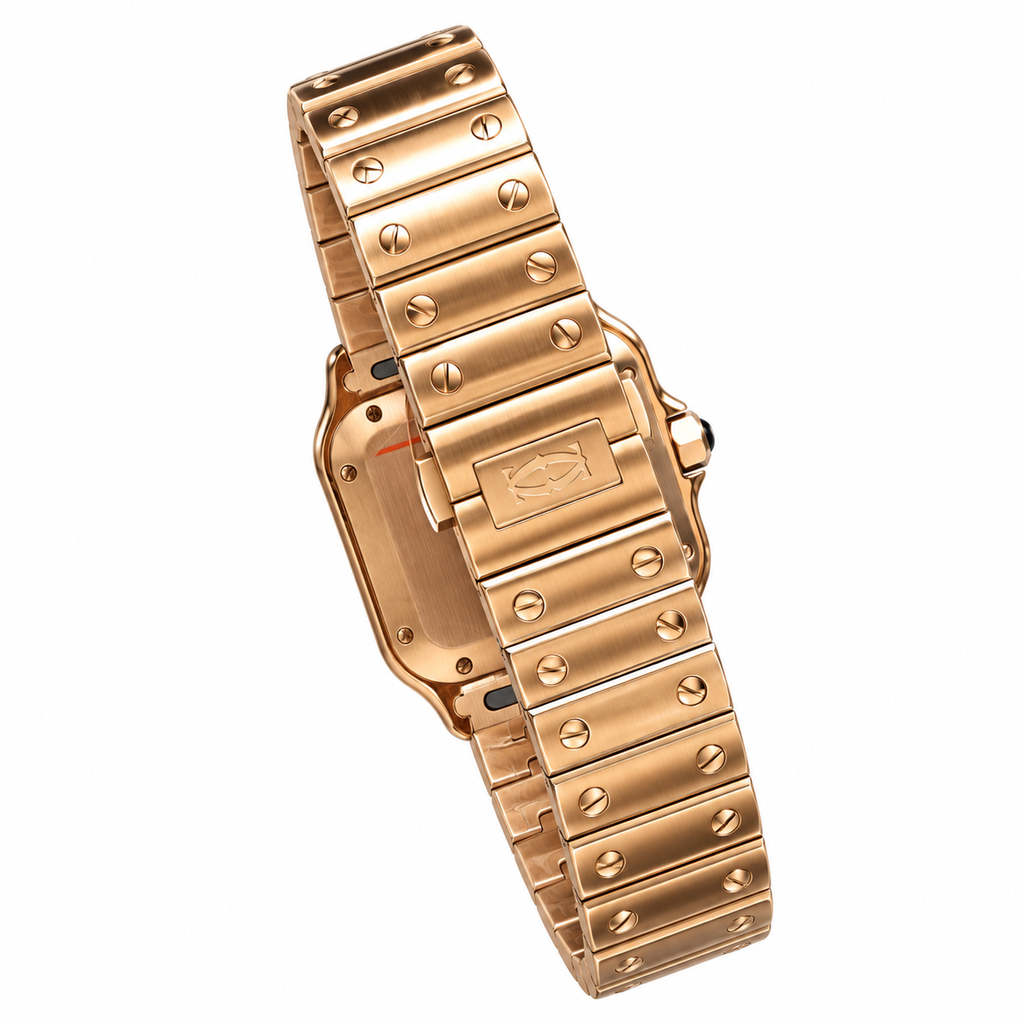 Cartier Santos Rose Gold White Dial Automatic Bracelet Watch – KDY